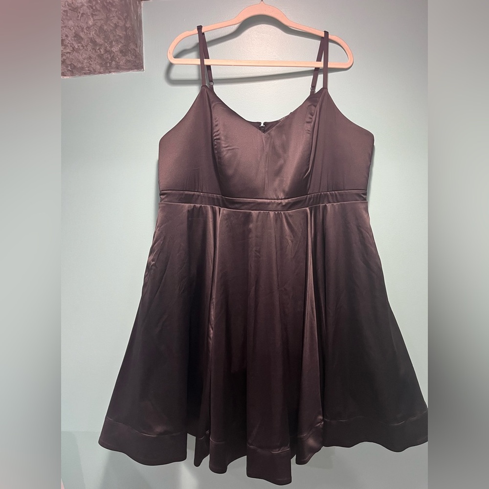 Torrid satin dress black size 20 plus size Elegant Black Sleeveless Dress skater - Picture 3 of 15